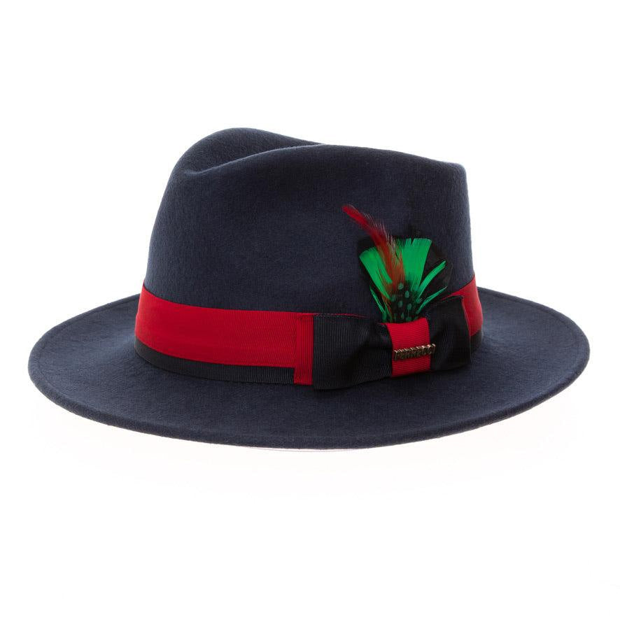 Ferrecci Crushable Wool Grayson Hat in Navy/Red