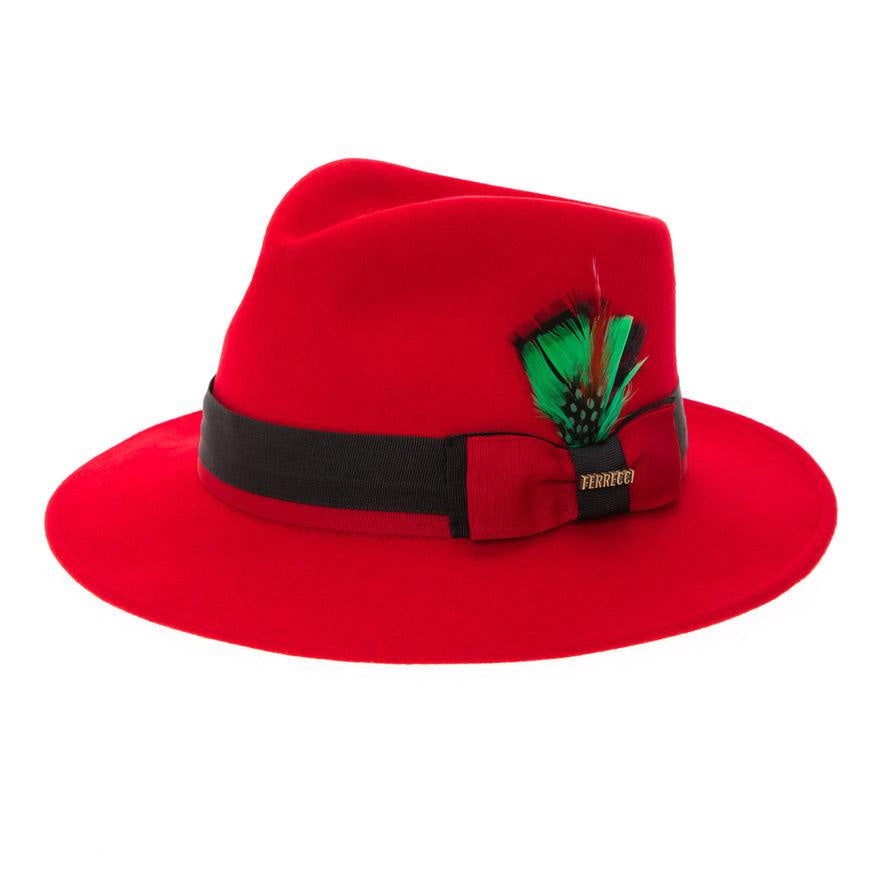 Ferrecci Crushable Wool Grayson Hat in Red/Black