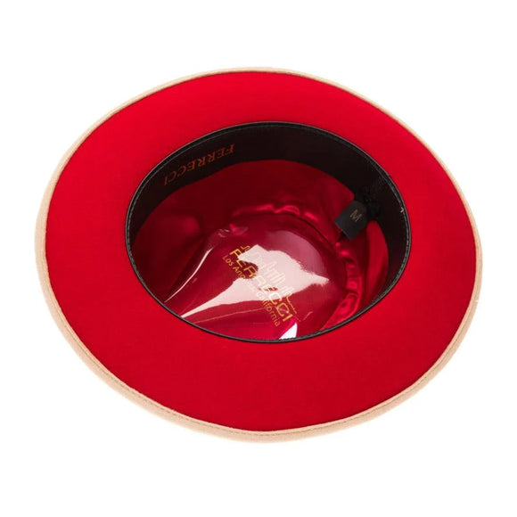 Ferrecci Crushable Wool Grayson Hat in Tan/Red