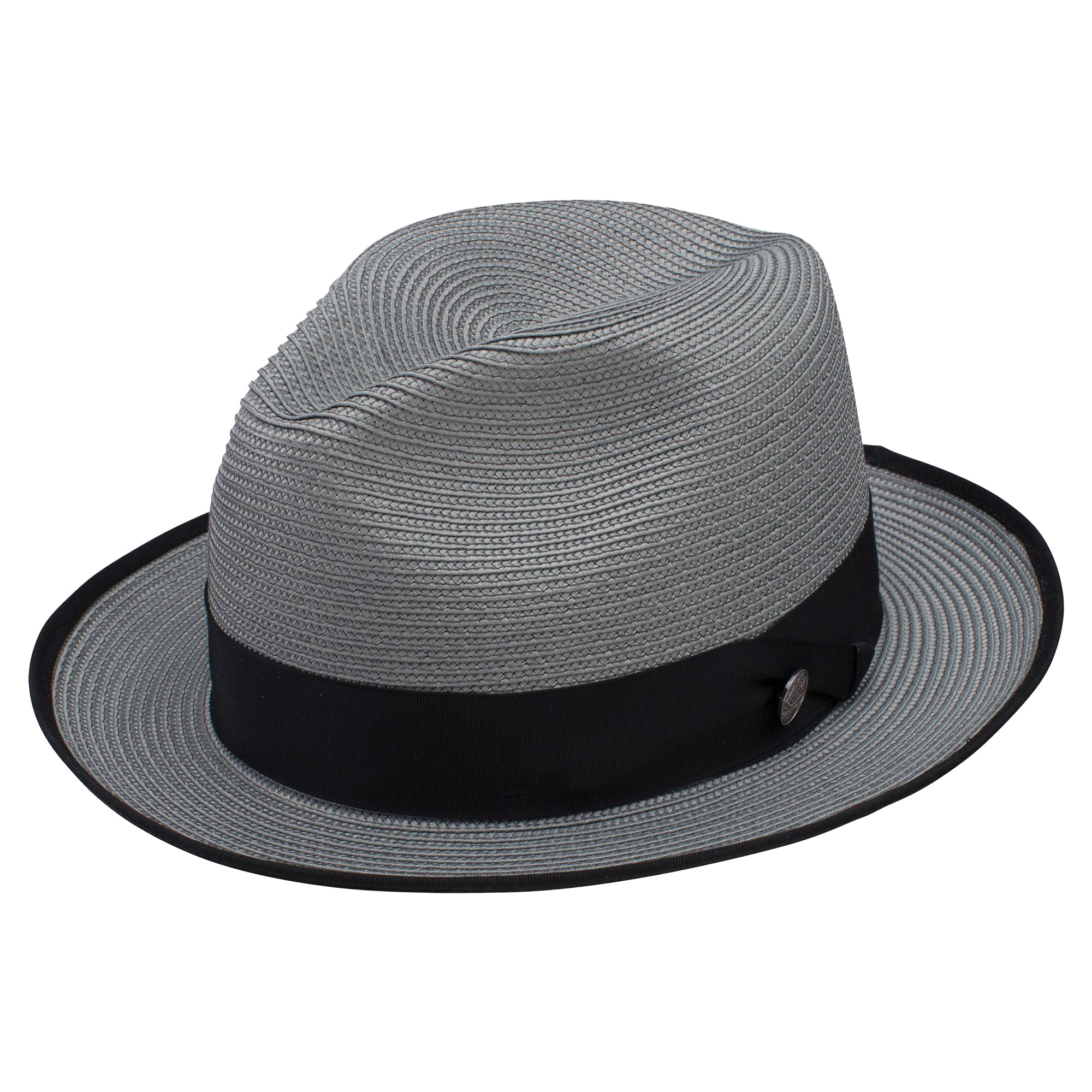 Stetson Latte Florentine Milan Straw Fedora Hat in Grey