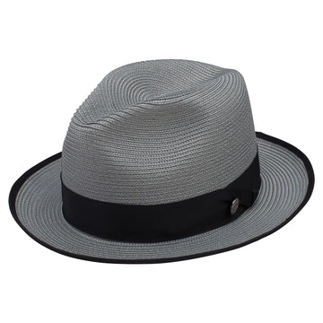 Stetson Latte Florentine Milan Straw Fedora Hat in Grey - 0