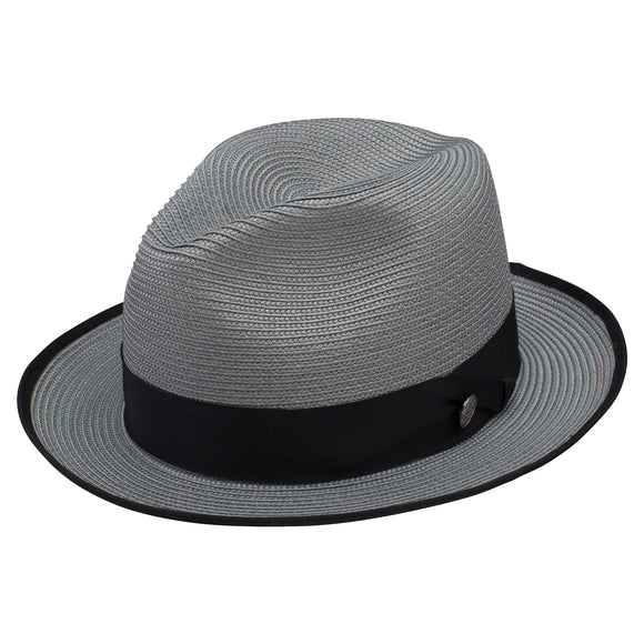 Stetson Latte Florentine Milan Straw Fedora Hat in Grey