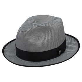 Stetson Latte Florentine Milan Straw Fedora Hat in Grey