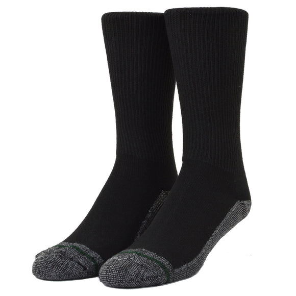 Loose Fit Stays Up Crew Athletic Socks in Black - Large