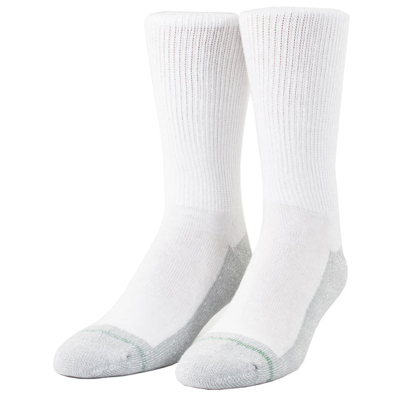 Loose Fit Stays Up Crew Athletic Socks in White - Small