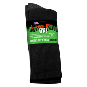 Loose Fit Medical Crew Sock in Black - Medium