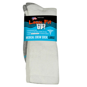 Loose Fit Medical Crew Sock in White - Large