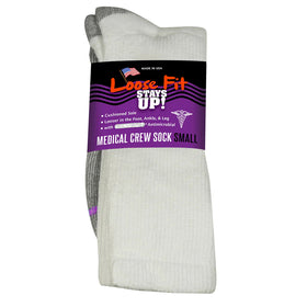 Loose Fit Medical Crew Sock in White - Small