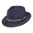 Stetson Nantucket Milan Straw Fedora Hat in Navy-1