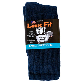 Loose Fit Merino Wool Sock in Navy - Large
