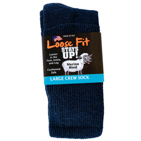 Loose Fit Merino Wool Sock in Navy - Large