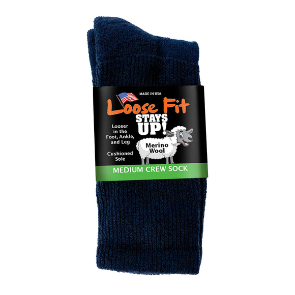 Loose Fit Merino Wool Sock in Navy - Medium