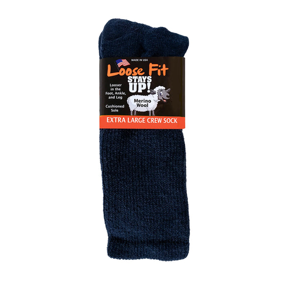 Loose Fit Merino Wool Sock in Navy - X-Large