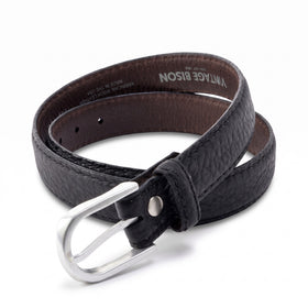 Lejon Pinnacle Bison Pebble Grain Leather Belt in Black