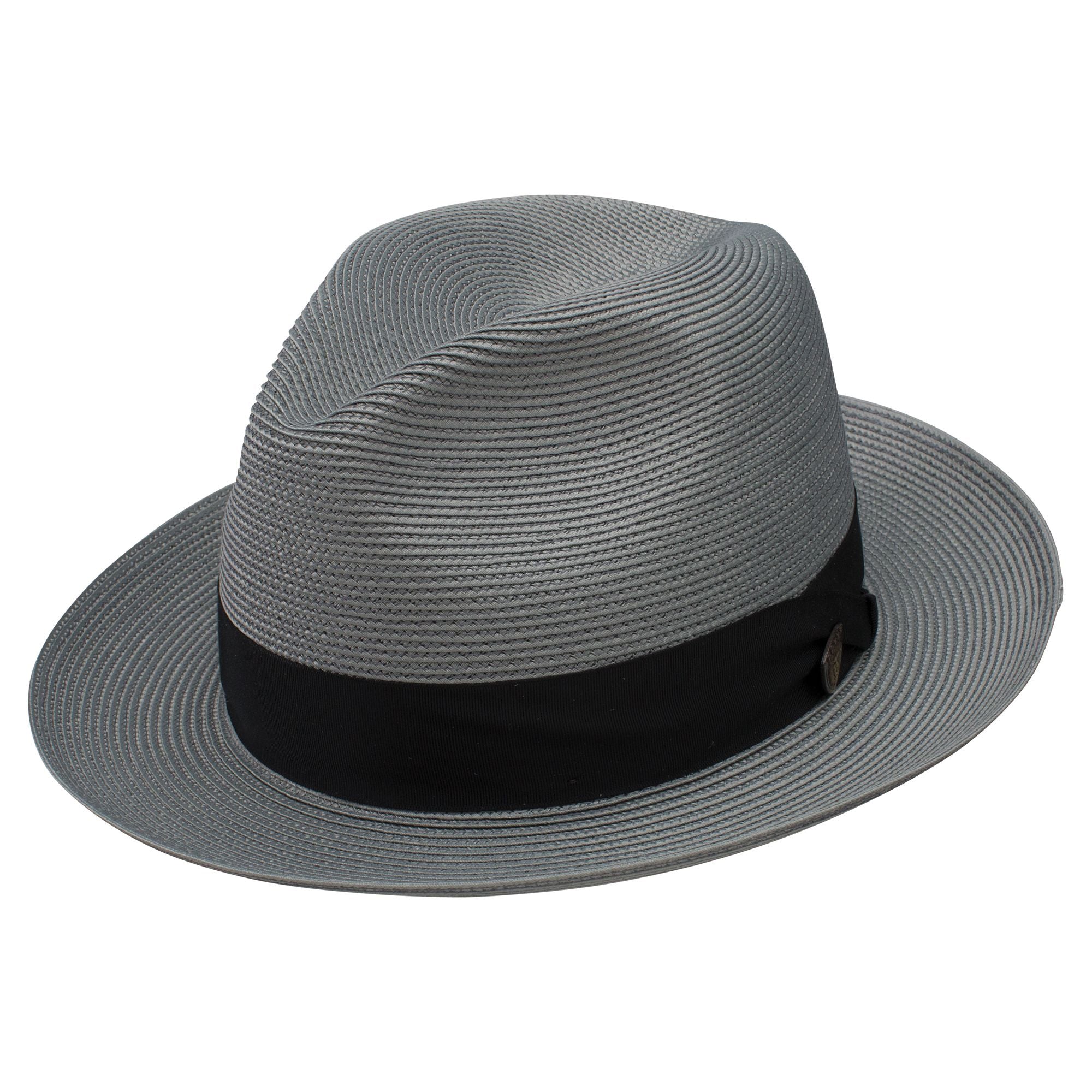 Dobbs Rosebud Straw Fedora Hat in Grey