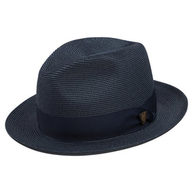 Dobbs Rosebud Straw Fedora Hat in Navy