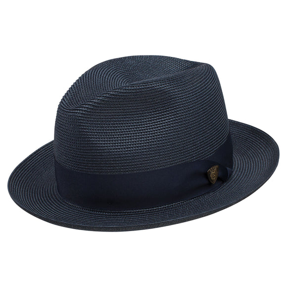 Dobbs Rosebud Straw Fedora Hat in Navy