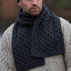 Buy charcoal West End Merino Wool Honeycomb Scarf