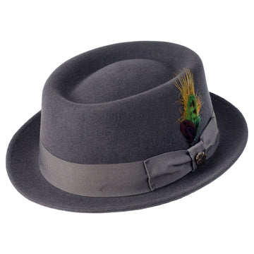 Bigalli Pork Pie Stingy Hat in Dark Grey