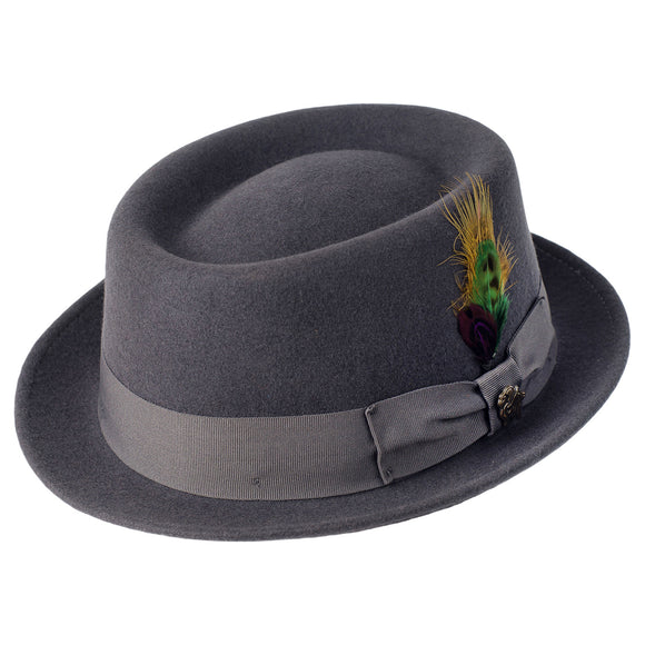 Bigalli Pork Pie Stingy Hat in Dark Grey