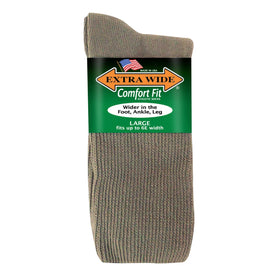 Extra Wide Comfort Fit Athletic Crew Socks in Tan - Large