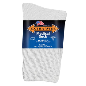 Extra Wide Medical Crew Sock in White - Small