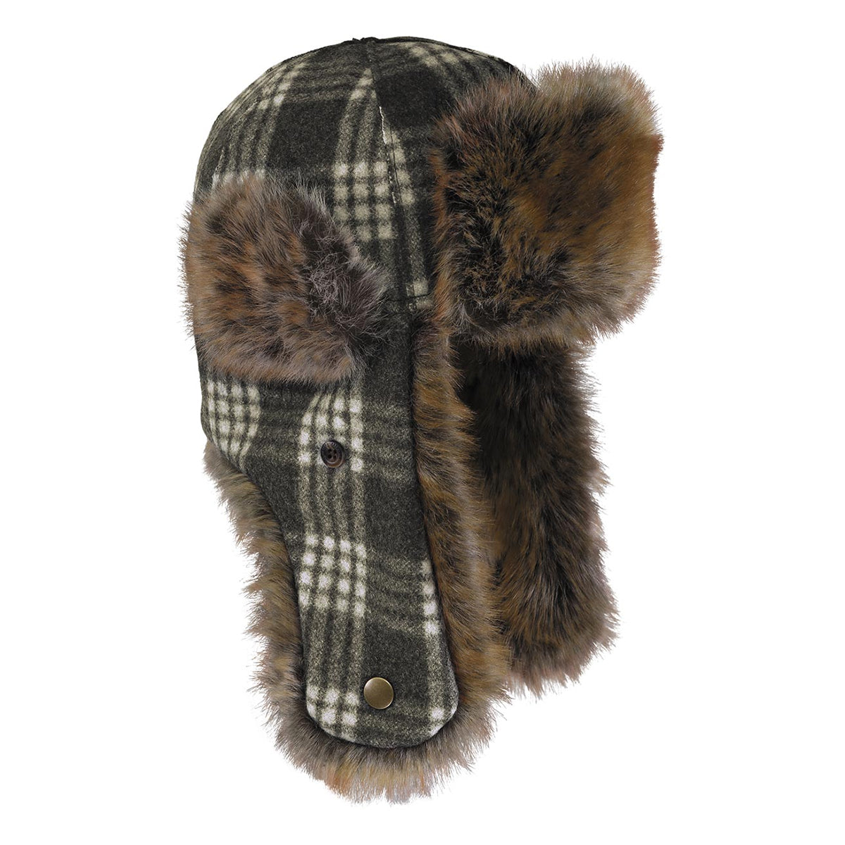 Stormy Kromer The Northwoods Trapper Hat in Charcoal / White Plaid