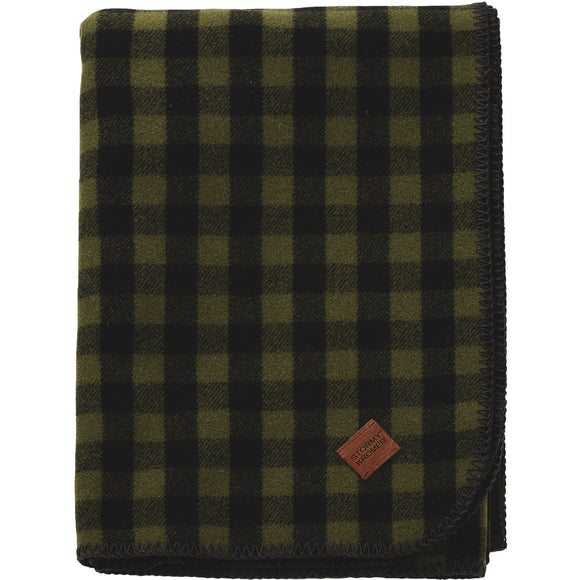 Stormy Kromer Wool Blend Blanket in Black/Loden Check