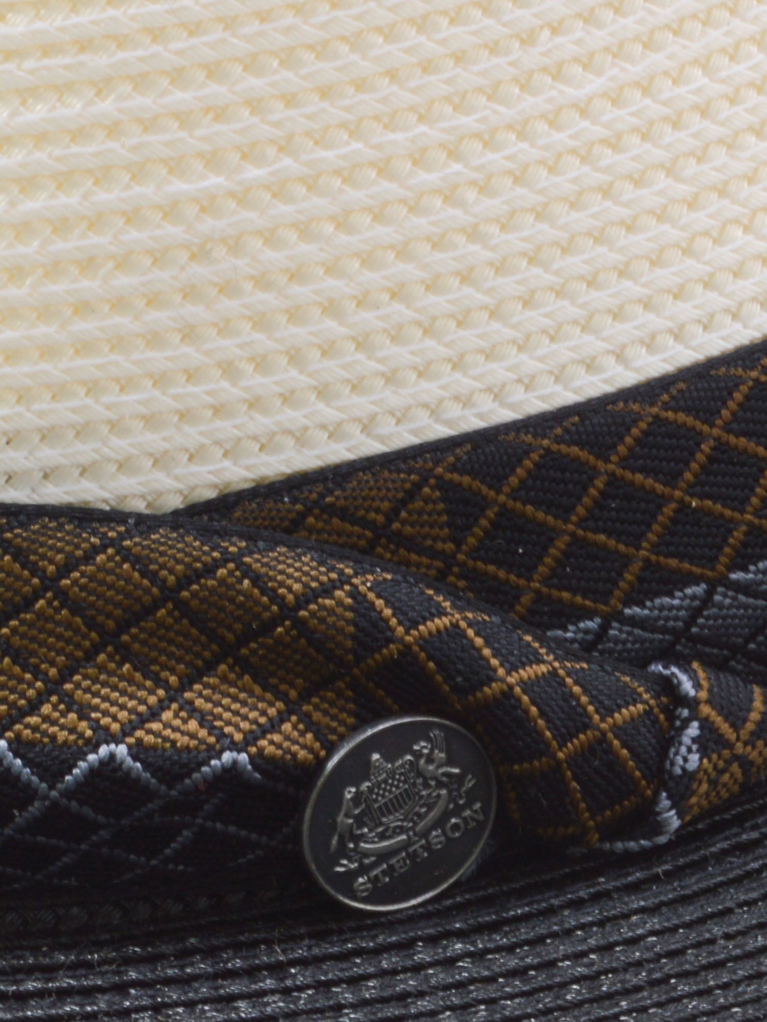 Stetson Andover Florentine Milan Straw Hat in Ivory/Black