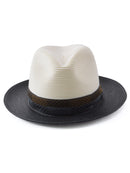 Stetson Andover Florentine Milan Straw Hat in Ivory/Black-2