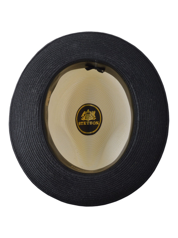 Stetson Andover Florentine Milan Straw Hat in Ivory/Black