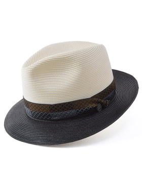 Stetson Andover Florentine Milan Straw Hat in Ivory/Black