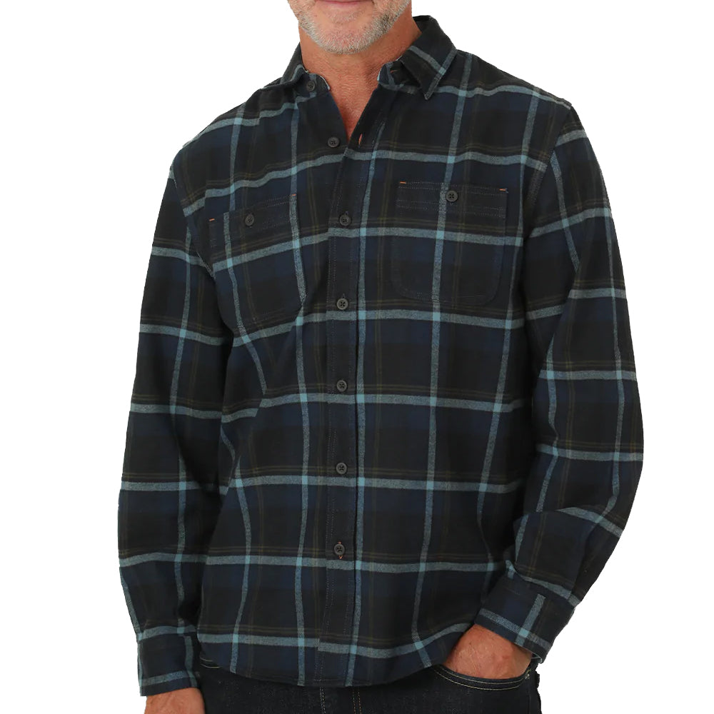 True Grit Freshwater Plaid Flannel Shirt in Indigo