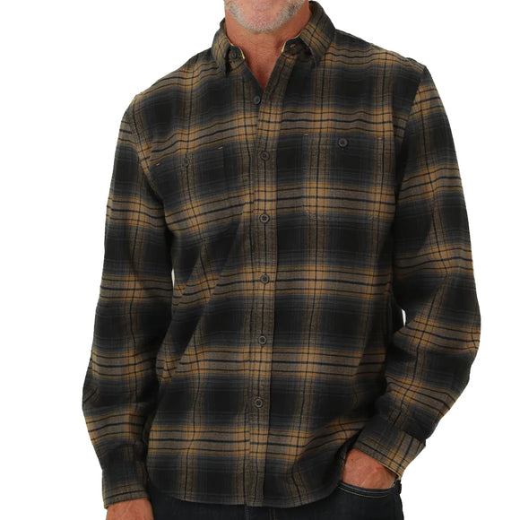 True Grit Fire Mountian Plaid Flannel Shirt in Sun