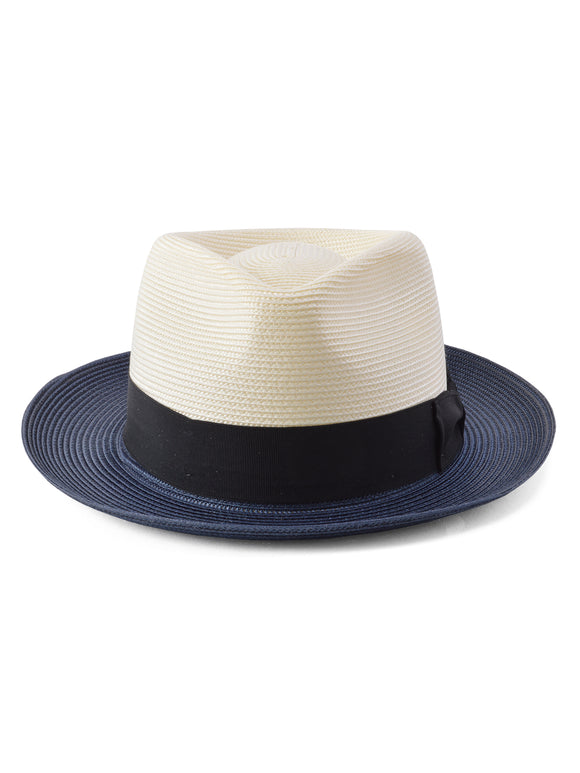 Stetson Dutoni Straw Hat in Ivory / Navy - Size Small