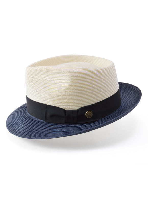 Stetson Dutoni Straw Hat in Ivory / Navy - Size Small