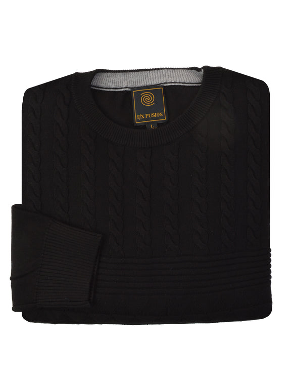 F/X Fusion Solid Textured Crew in Black - Tall Man Sizes