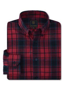F/X Fusion Flannel Plaid Shirt in Red/Black - Big Man Sizes