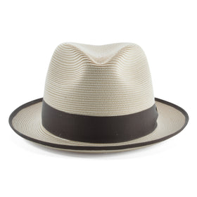 Stetson Latte Florentine Milan Straw Fedora Hat in Sand - 0