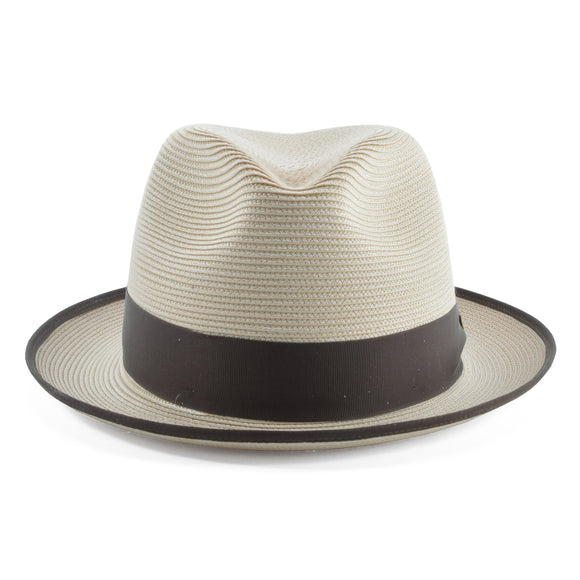 Stetson Latte Florentine Milan Straw Fedora Hat in Sand