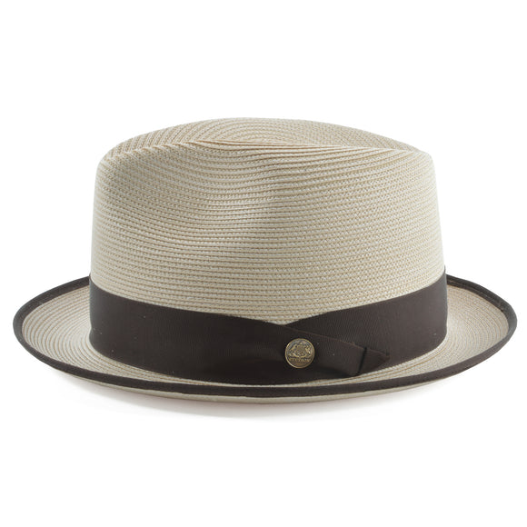 Stetson Latte Florentine Milan Straw Fedora Hat in Sand