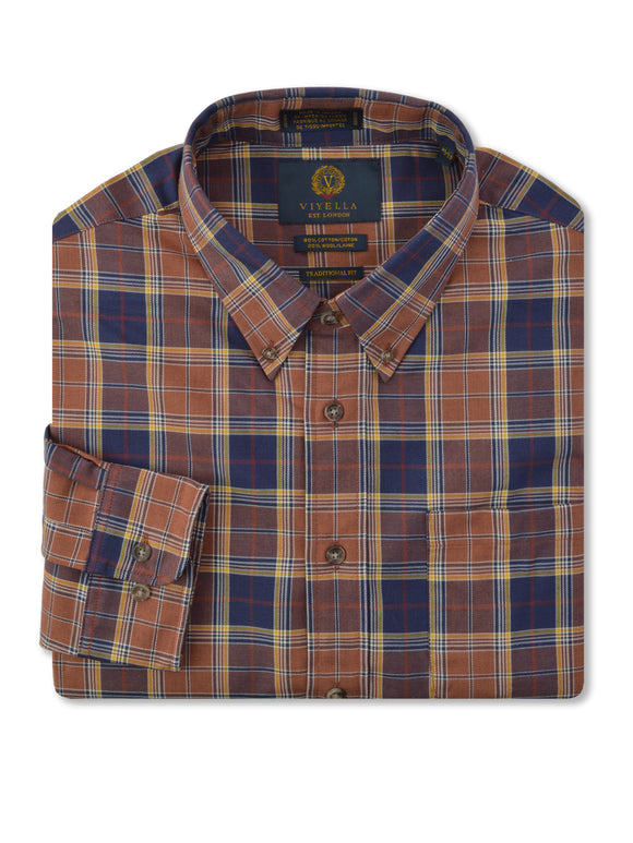 Viyella Wool Blend Sportshirt in Brown - Big Man Sizes