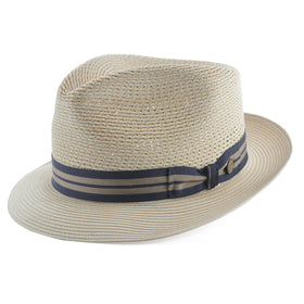 Stetson Nantucket Milan Straw Fedora Hat in Sand