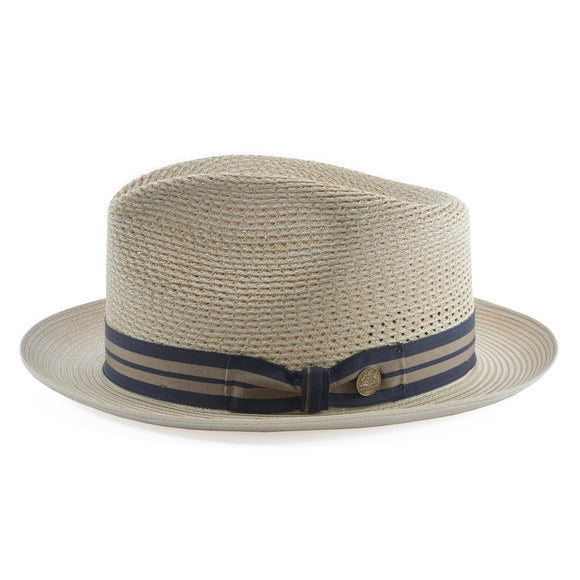Stetson Nantucket Milan Straw Fedora Hat in Sand