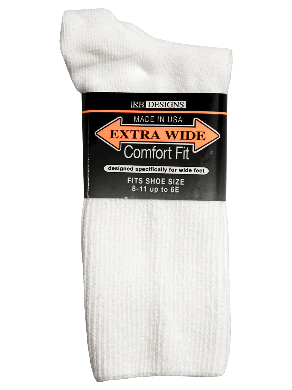 Extra Wide Men's Comfort Fit Athletic Crew Socks in White - Size Large (12 - 16)