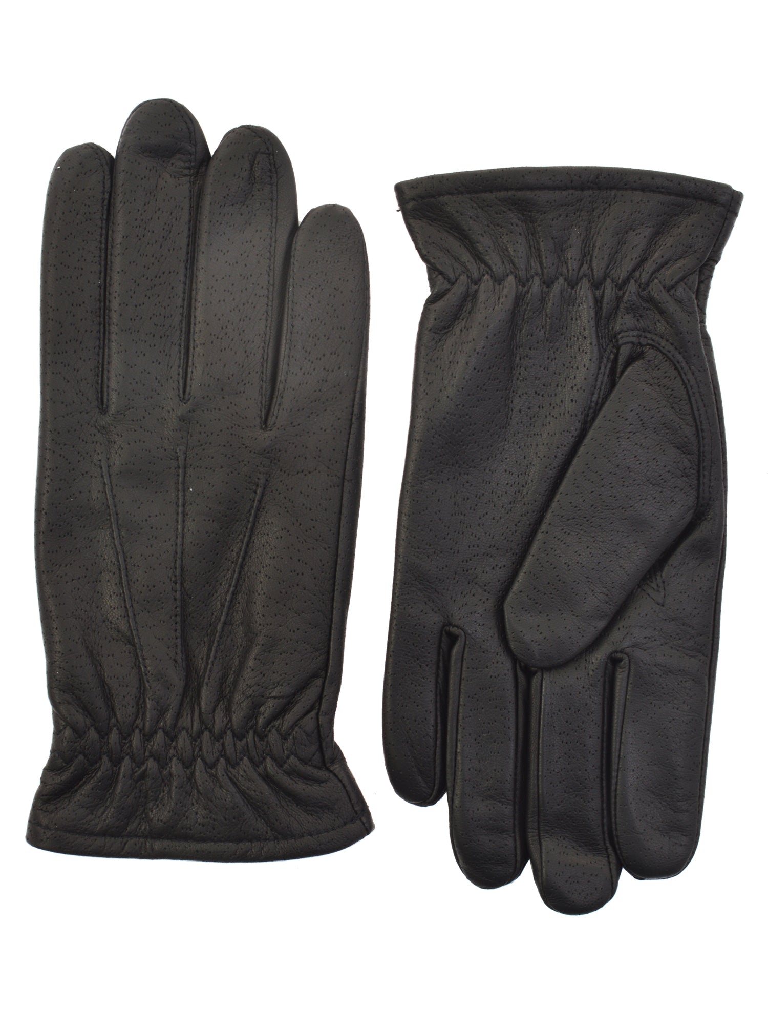 Lauer Men's Deerskin Leather Gloves in Black - 1437-BLK