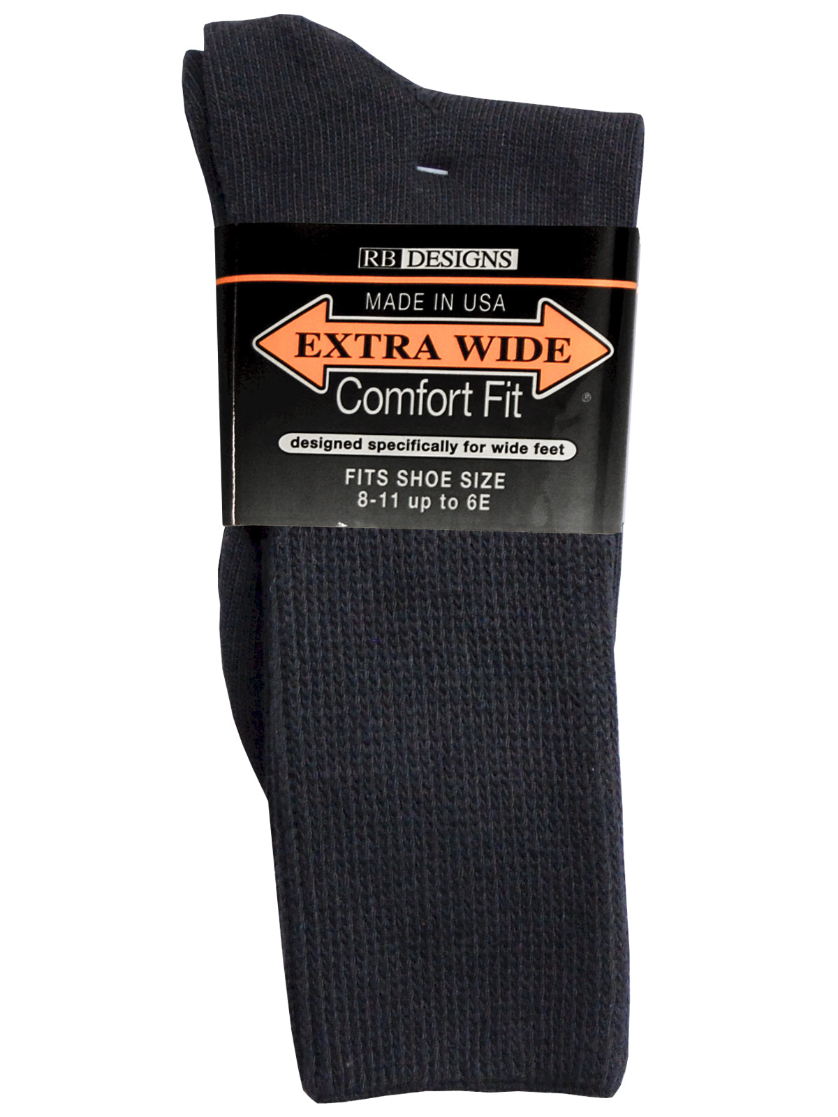 Extra Wide Men's Comfort Fit Athletic Crew Socks in Black - Size Large (12 - 16)