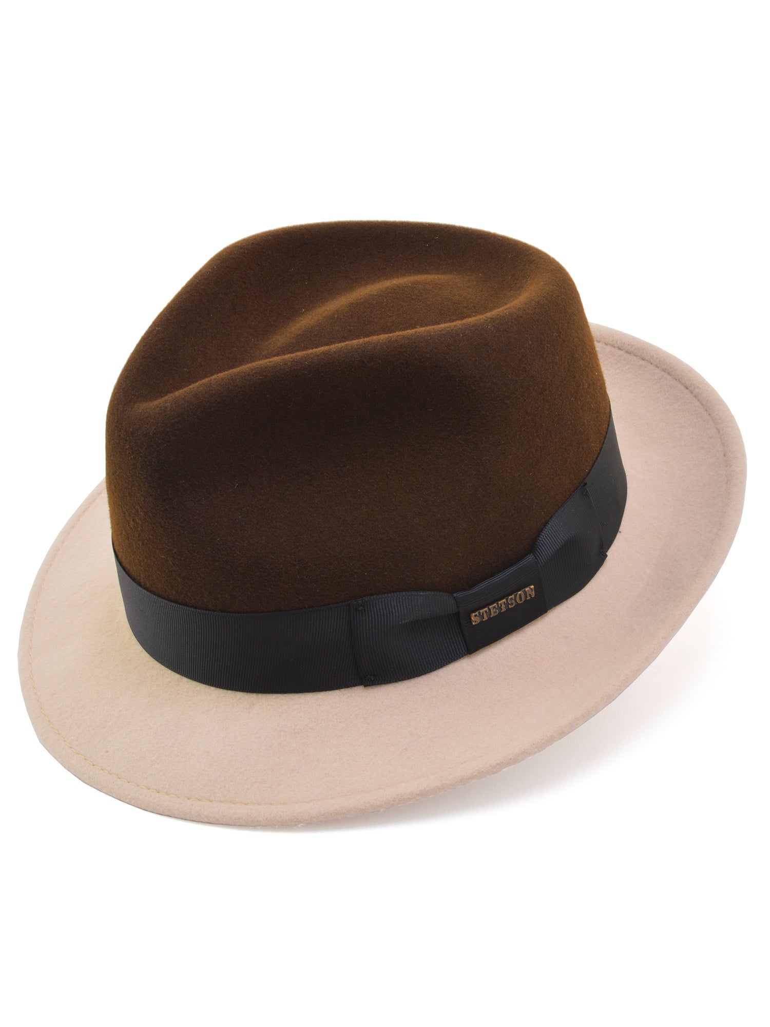 Stetson Two-Tone Duetoni Fedora Hat in Tan / Brown