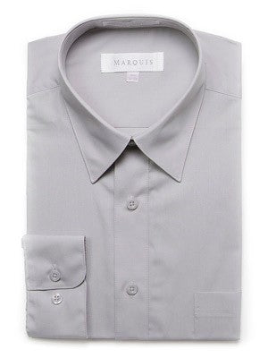 Marquis Men's Cotton Blend Slim Fit Dress Shirts - Regular Sizes - Silver
