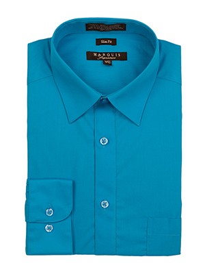 Marquis Men's Cotton Blend Slim Fit Dress Shirts - Tall Man Sizes - Caribbean